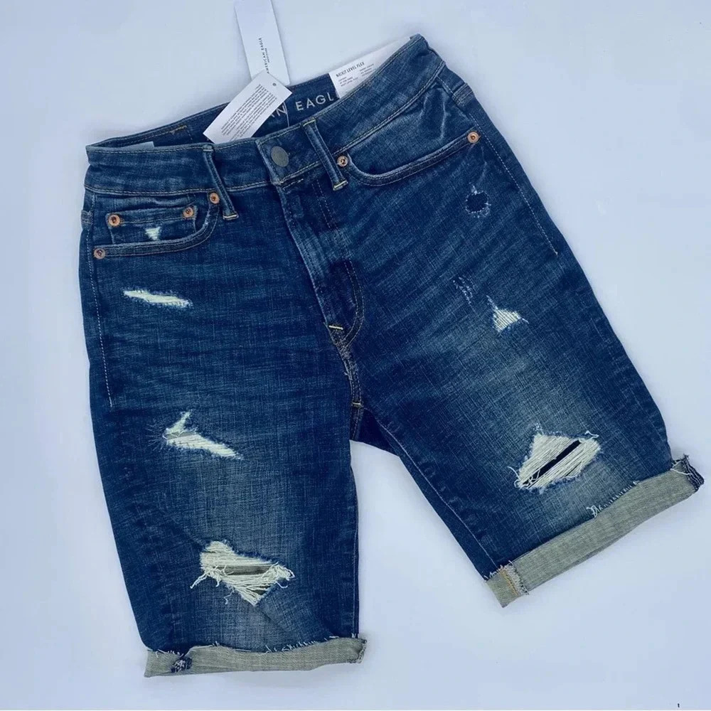 NWT American Eagle AE Next Level Stretch FLEX Bermuda Denim Jean Short 26
